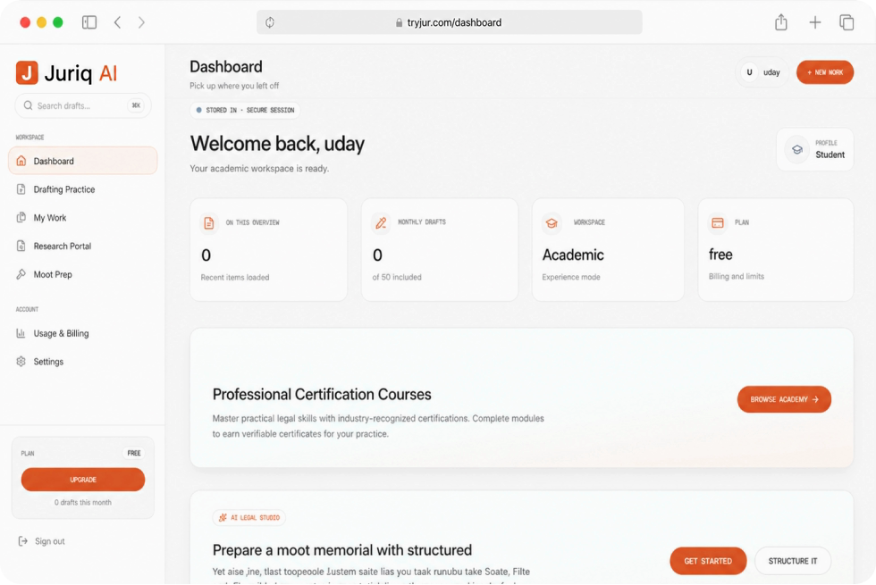 Juriq AI dashboard preview